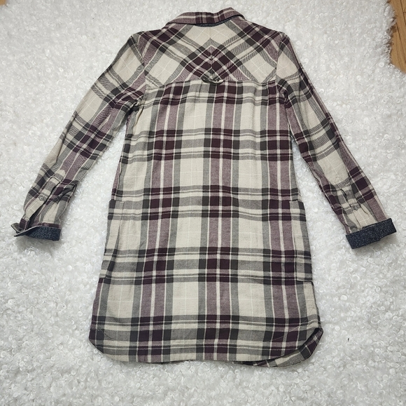 Vintage Roots Plaid Flannel Shirt Dress Xs  Tartan Cozy Tunic - Picture 8 of 15